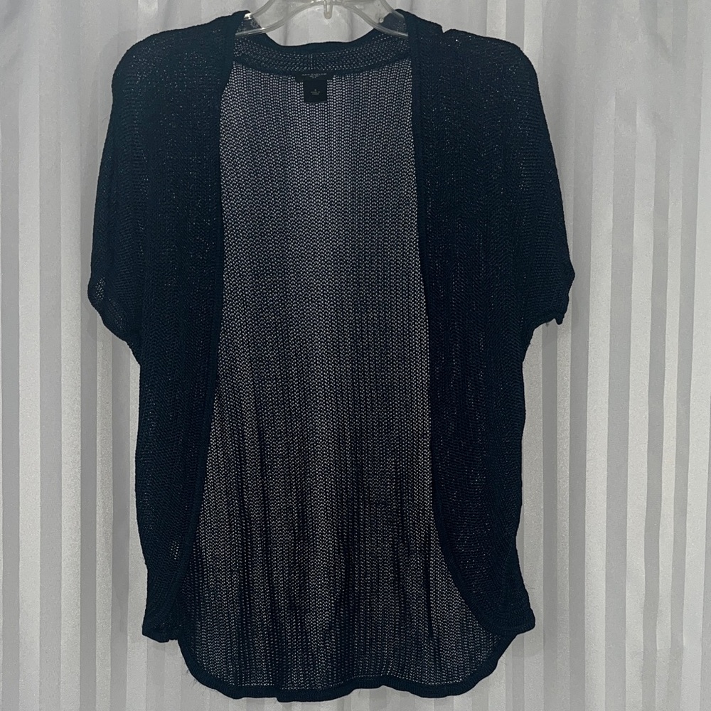 Ann Taylor Navy Open Front Sheer Knit